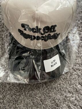 Cream and Black Embroidered statement Cap